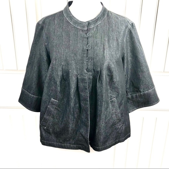 Simply Chloe Dao Black Crop Denim Jacket Half-Slv - Picture 2 of 7
